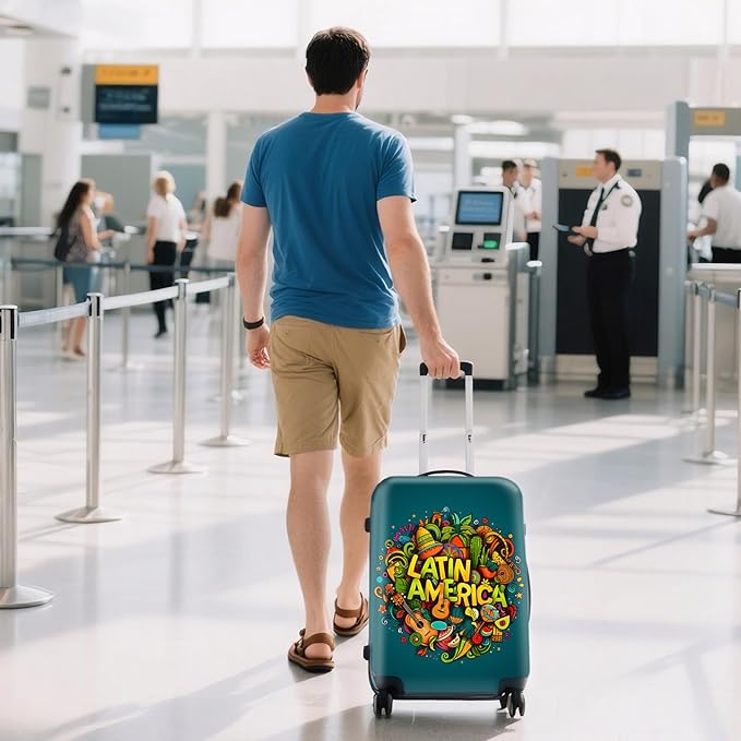 WUJIAONIAO Travel Luggage Cover Baggage Suitcase Cover Protector Skins 18-32 Inch (US-Area, L (for 25-28 inch luggage))