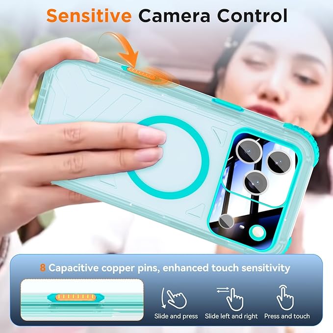 WIFORT for iPhone 17 Pro Waterproof Case, [Fit for Magsafe] with Sapphire Lens & Screen Protector, IP68 Full Body 15FT Military Shockproof, Magnetic Frosted Phone Cover with Lanyard, 6.3" Teal