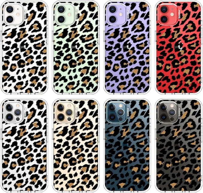 MOSNOVO Case for iPhone 12 & iPhone 12 Pro, [Buffertech 6.6ft Military-Grade Drop Protection] [Anti Peel Off Tech] Clear TPU Bumper Phone Case Cover Design - Leopard Print