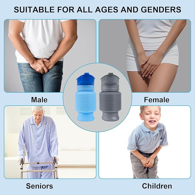 Pee Bottles for Men, Portable Urinal for Men, Collapsible Urine Bottle 750ML, Car Urinals for Men and Women, Emergency Urinal Shrinkable Pocket Toilet for Travel, Camping, Traffic Jam, Road Trips