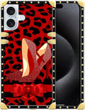 Compatible with iPhone 16 Case, Elegant High Heels Luxury Golden Decoration for Girl Women Soft TPU Shockproof Protective Hard PC Back for iPhone 16
