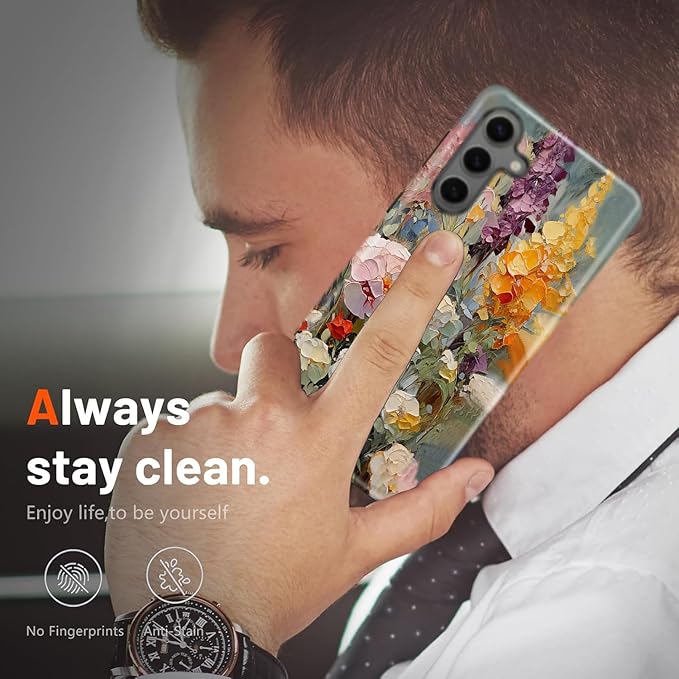 Compatible for Samsung Galaxy A37 5G Case, Dual Layer Heavy Duty 2 in 1 Shockproof Protective Phone Case,Oil Painting Flowers