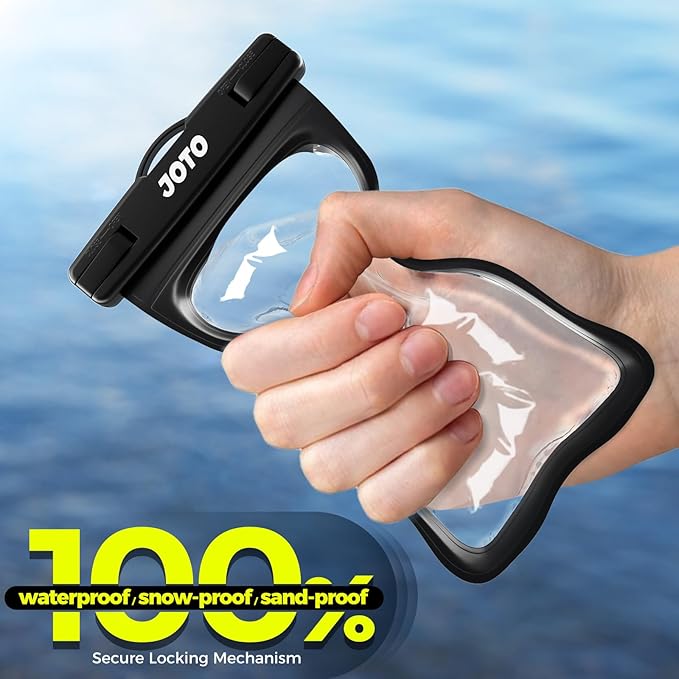 JOTO Up to 7" Universal Waterproof Phone Case for iPhone 17 Air 16 15 14 13 12 11 Plus Pro Max, IPX8 Cellphone Dry Bag XR X SE, Galaxy S23 S22 S21 S20+ S20 S10 Plus Note, Pixel -Black