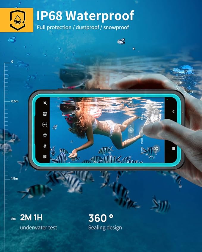 Lanhiem for Samsung A54 5G Case, Galaxy A54 5G Case, IP68 Waterproof Dustproof Cover with Screen Protector, Heavy Duty Full Body Protective Phone Case for Samsung Galaxy A54, Blue/Clear