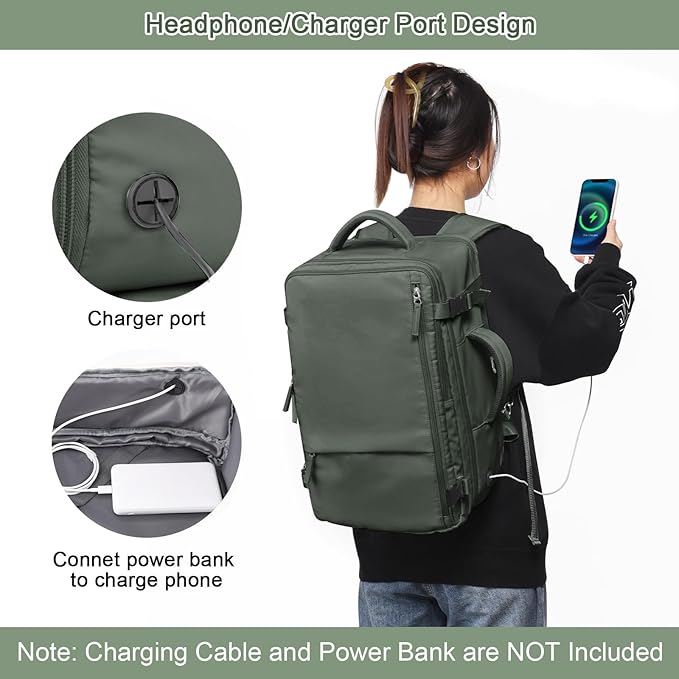 Sinaliy Large Expandable Travel Backpack for Men and Women, 17 Inch Laptop, Waterproof, Casual, College Bookbag, Backpack for Women, as Person Item Flight Approved