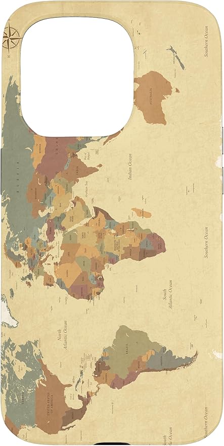 Globe Map Smartphone Cell Cover Gift World Map Pattern Phone Case for iPhone 15 Pro