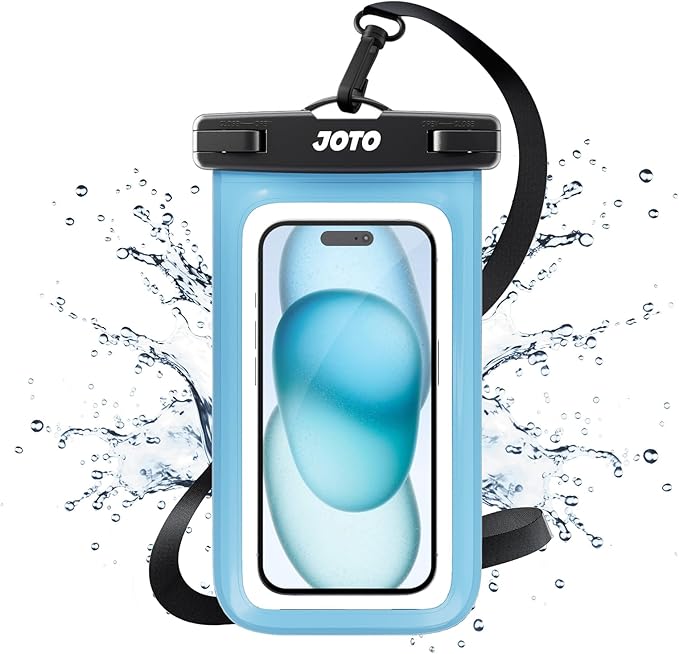 JOTO Universal Waterproof Pouch Case for iPhone 16 15 14 13 Plus Pro Max, IPX8 Cellphone Dry Bag 12 11 Pro Max XR X 8 7 6S Plus SE, Galaxy S23 S22 S21 S20+ S20 S10 Plus Note, Pixel up to 7" -Blue