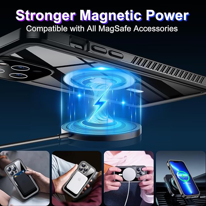 Red2Fire 2025 New Designed for iPhone 13 Pro Max Case Waterproof, [Compatible with MagSafe][Full Body Shockproof][IP68 Underwater][Dustproof][Dropproof] Phone Case 6.7"