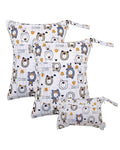 ALVA ALVABABY 3pcs Cloth Diaper Wet Dry Bags Waterproof Reusable with Two Zippered Pockets Travel Beach Pool Daycare Soiled Baby Items Yoga Gym Bag for Swimsuits or Wet Clothes 3L-SML11