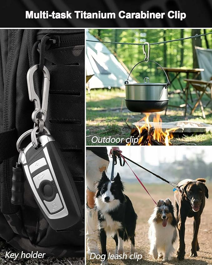 PJYTAC Key Chain Clip Titanium Carabiner Keychain Quick Release Carabiner for Keys Titanium Key Rings Heavy Duty
