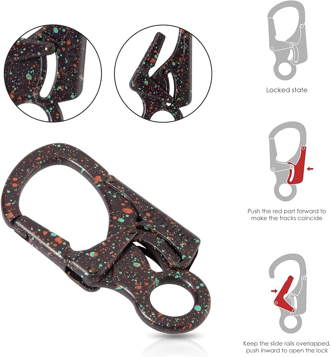 Ahiller Carabiner Clip, Double Anti-Misopening Locking Design, 3" Zinc Alloy Heavy Keychain for Outdoor Camping Hiking, Key Ring Clip