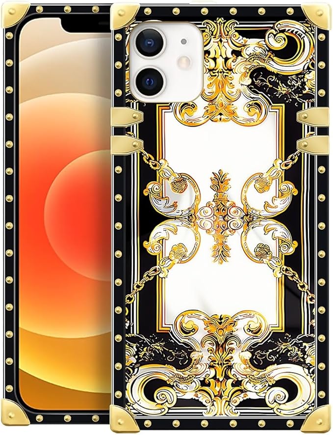 Compatible with iPhone 11 Case, Gold Grain Flowers Luxury Golden Decoration for Girl Women Soft TPU Shockproof Protective Hard PC Back for iPhone 11