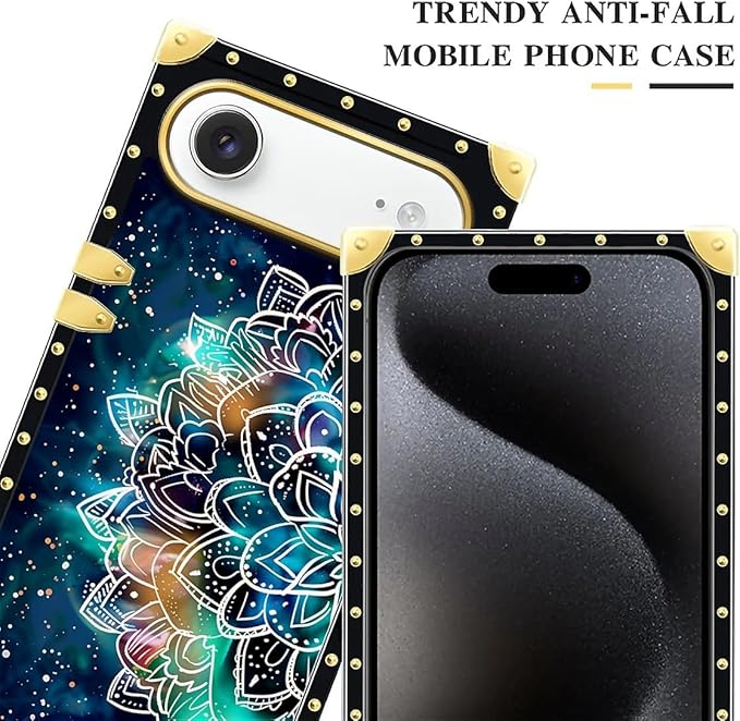 for iPhone 17 Air Case Luxury Golden Decoration for Girl Women Soft TPU Shockproof Protective Hard PC Back for iPhone 17 Air Crazy Pattern Starry Sky Colourful Mandala