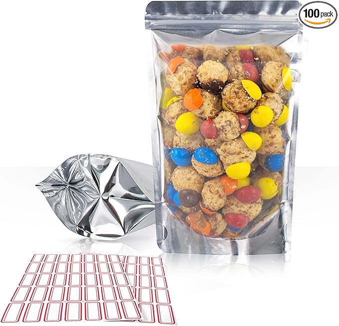 BELLE KR® 3x5 Small Mylar Bags for Freeze Dried Candy - Pack Of 100-4 Mil Thick - Resealable Bags for Small Business with See Through Window for Freeze Drying