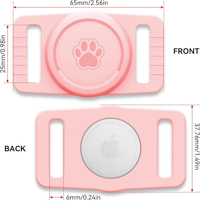 GOCII for Airtag Dog Collar Holder 2 Pack,Waterproof Dog Collar Holder for Apple AirTag(Gen 1 & 2),Silicone Air Tags Case for Dog Collars(Light Pink)