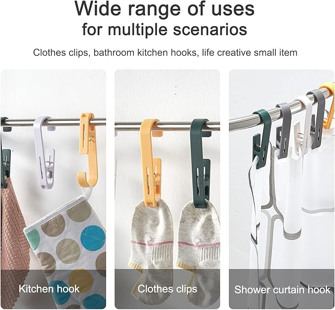 Large Laundry Hook Clothes pins 4Pcs Sock Clip Laundry Clips with Springs, Strong Plastic Clothes Drying Line Pegsfor Home Kitchen Outdoor (White