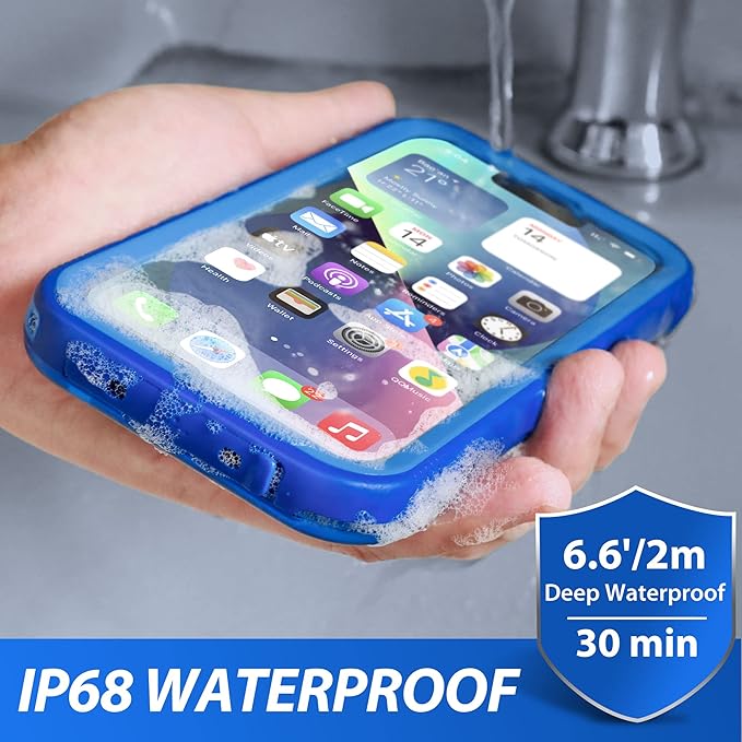 SPORTLINK Design for iPhone 14 Waterproof Case - Shockproof Dustproof Phone Case with Screen Protector for iPhone 14, Full Body Protective Case for iPhone 14 Cover 6.1'' Blue