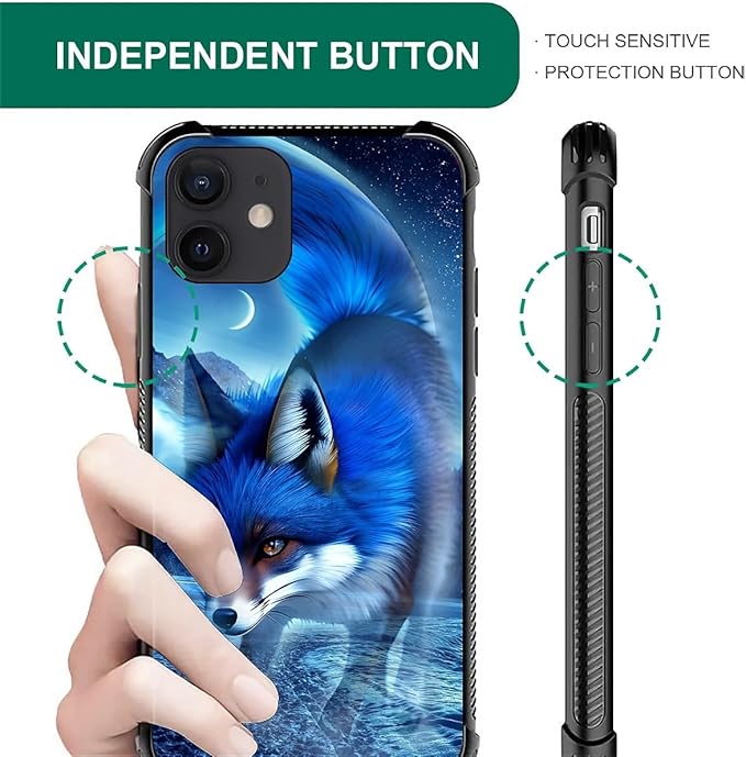 for iPhone 12/12 Pro Case, Snowy Mountain Fox Lake Pattern Graphic Design Girl Boy Soft Silicone Hard Acrylic Shock Protection for iPhone 12/12 Pro