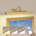 Wireless Picture Light Battery Operated, 1Pack Remote Control Painting Light with Timer, 13Hrs Service Life Art Display Light for Picture Frame Artworking Portrait, Poster, Photo, Mirror_Antique Gold