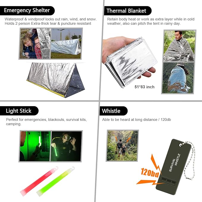 Survival Kit, First Aid Kit Survival Gear and Supplies Emergency Kit with Bug Out Bag Tactical Military Grade Molle IFAK for Camping, Earthquake, Hiking, Hunting, Gifts for Men Dad