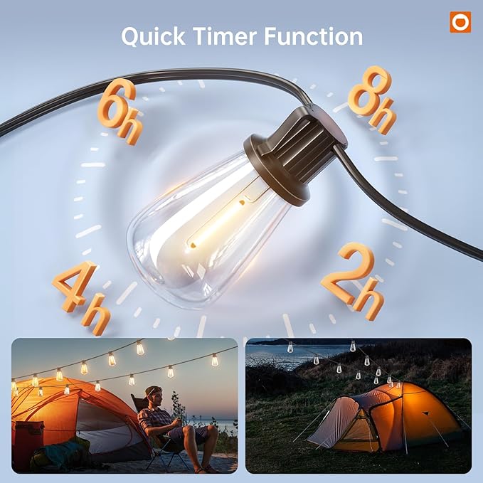 addlon 35FT Solar String Lights Outdoor, IP54 Waterproof Solar Powered with Remote & USB Port, 10+1 LED Shatterproof Bulbs, Dimmable Solar Light Outdoor for Camping Backyard Bistro Porch