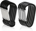 10 Pack 3 Inch Carabiner Light Duty, Aluminum Black Carabiner Clip, D Ring Carbineers Clip Keychain for Keys Camping Boating Backpack