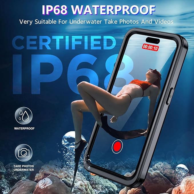 Red2Fire 2025 New Designed for iPhone 15 Case Waterproof, [Compatible with MagSafe][Built-in Camera & Screen Protector][Full Body Shockproof][IP68 Waterproof][Dustproof] Phone Case for iPhone 15 6.1"