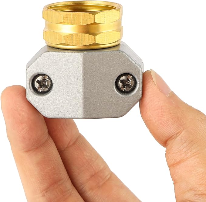 Garden Hose Repair Kits, 2 Pack Brass Water Hose Connector, Fit 3/4" and 5/8" Garden Hose, Female Hose End Repair Fittings Replacement, Hose Mender Kit