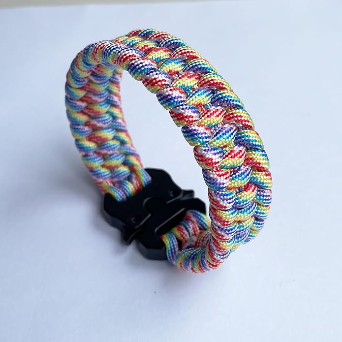 Parachute Cord Bracelets Trilobite Weaved Paracord Bracelet with Side Release Buckle 8.7 inch Black Bracelet for Men Women 1 Set