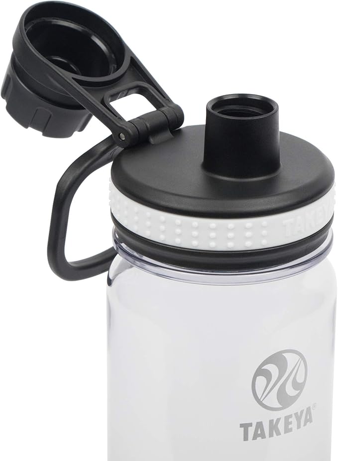 Takeya Tritan Sport Water Bottle with Spout Lid - BPA-Free & Dishwasher-Safe Water Bottle - Reusable Bottle with Lid Handle - Simple Leak-Proof Water Bottle - 24 oz, Clear