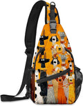 FyLybois Dog Sling Bag for Women Lightweight Crossbody Backpack Casual Daypack with Adjustable Strap for Travel Work Hiking Everyday Use