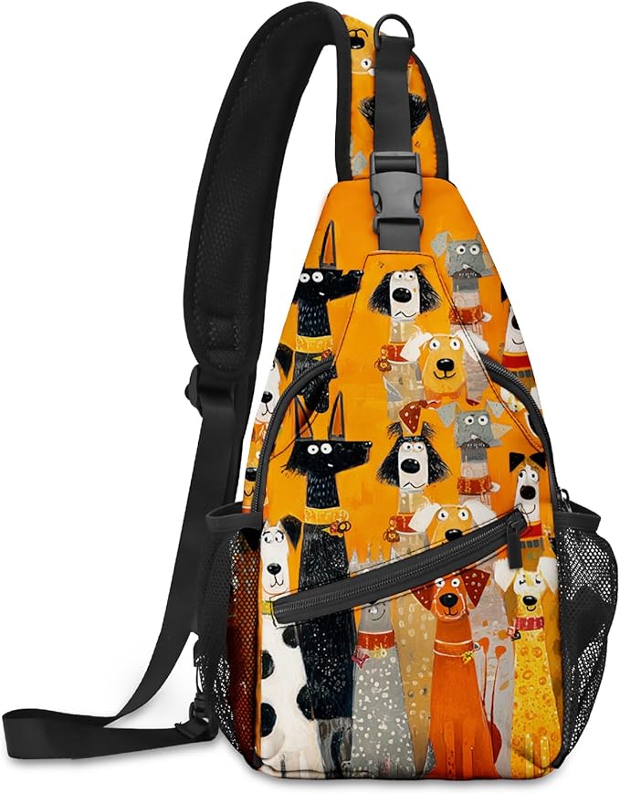 FyLybois Dog Sling Bag for Women Lightweight Crossbody Backpack Casual Daypack with Adjustable Strap for Travel Work Hiking Everyday Use