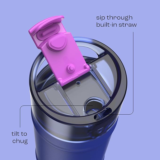 bubba 18 oz Dualsip Insulated Stainless Steel Water Bottle with Straw - Reusable, Leakproof, Lightweight, Dishwasher Safe, Lead-Free and BPA-Free, Ocean Energy