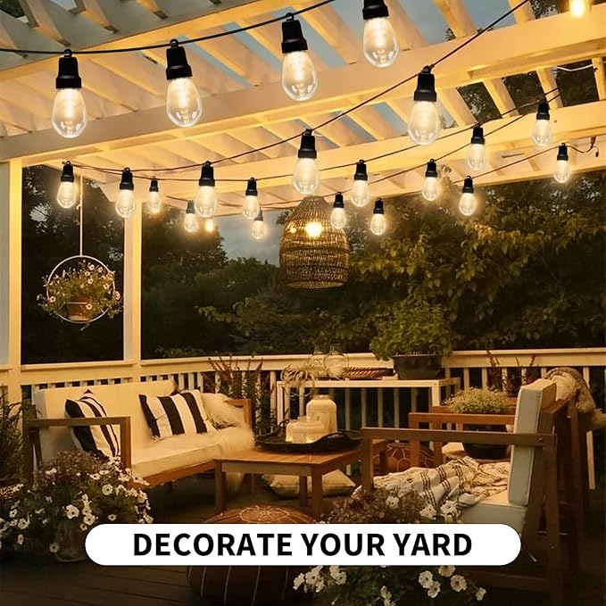 CAWWS Outdoor String Lights 75FT, Outdoor Lights for Patio with 30 Dimmable RGBW LED Bulbs, IP66 Waterproof Shatterproof, with APP Control & Remote, 24V Adapter Color Change,for Backyard Decor