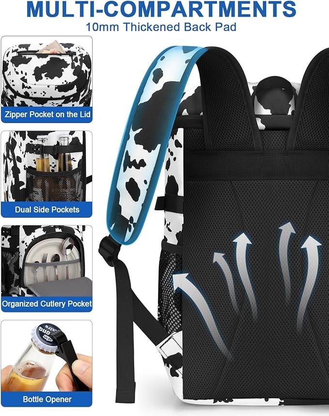Pritent Cooler Backpack for Men Women Insulated Waterproof Backpack Cooler Leak Proof Cooler Bag Lightweight Lunch Backpack for Camping Beach Travel Picnic