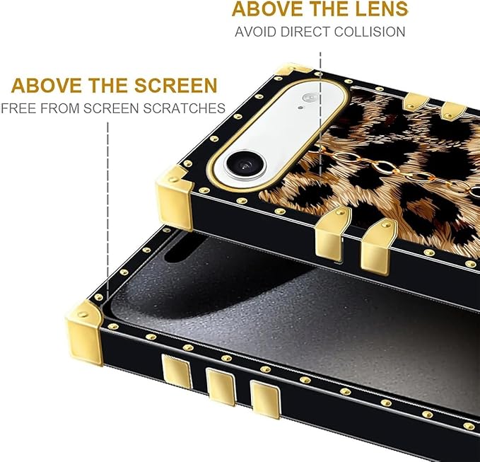 for iPhone 17 Air Case Luxury Golden Decoration for Girl Women Soft TPU Shockproof Protective Hard PC Back for iPhone 17 Air Crazy Pattern Seamless Gold Chain Leopard