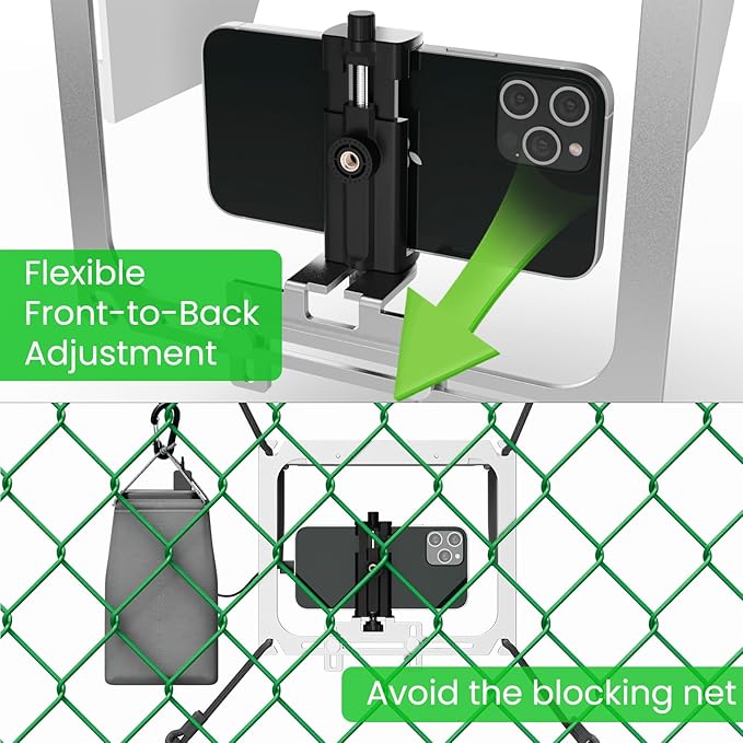 Cell Phone Fence Mount with Shade, Game Changer Mounting Kit, Gamechanger Streaming kit Works with iPhone, Mevo Start, Phones, and GoPro, for Recording Baseball Games(Upgraded Version)