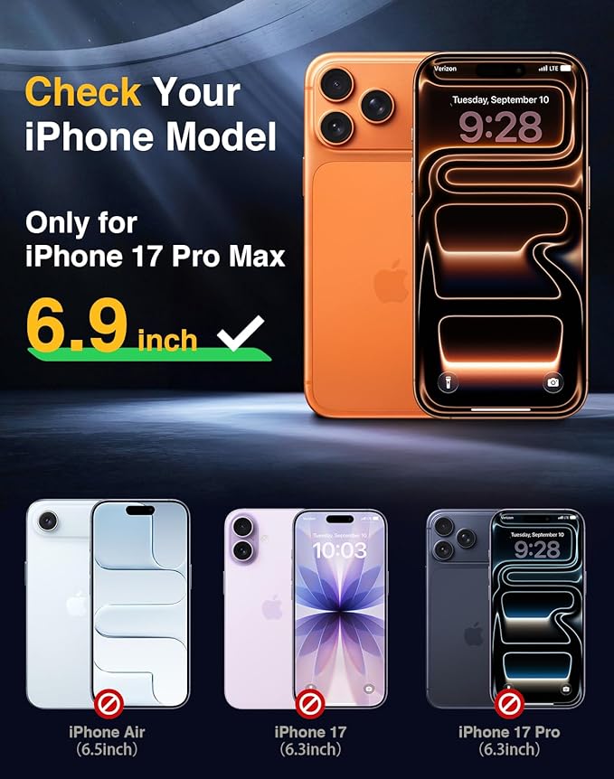 Lanhiem Magnetic for iPhone 17 Pro Max Case Waterproof, Built in Screen Protector & Camera Protection, [Compatible with MagSafe] Full Body Dustproof Heavy Duty Rugged Phone Case 6.9'' (Privacy Black)