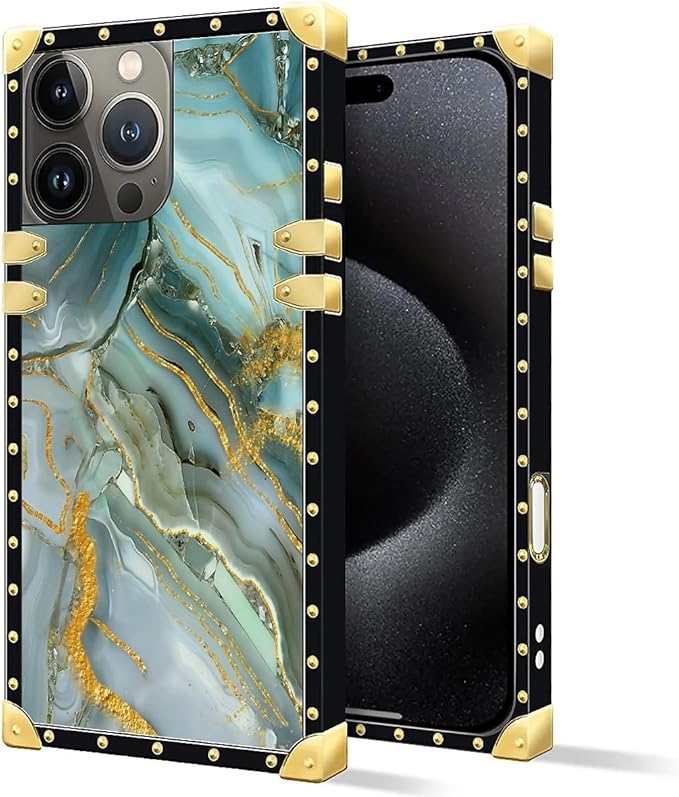 Compatible with iPhone 16 Pro Max Case, Golden Texture Marble Veining Luxury Golden Decoration for Girl Women Soft TPU Shockproof Protective Hard PC Back for iPhone 16 Pro Max