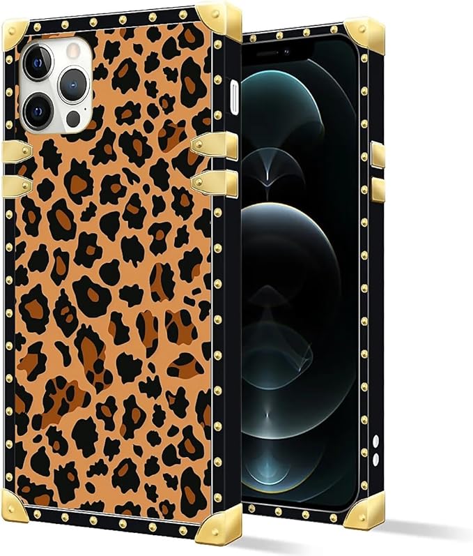Compatible with iPhone 11 Pro Max Case, Brown Leopard Texture Luxury Golden Decoration for Girl Women Soft TPU Shockproof Protective Hard PC Back for iPhone 11 Pro Max
