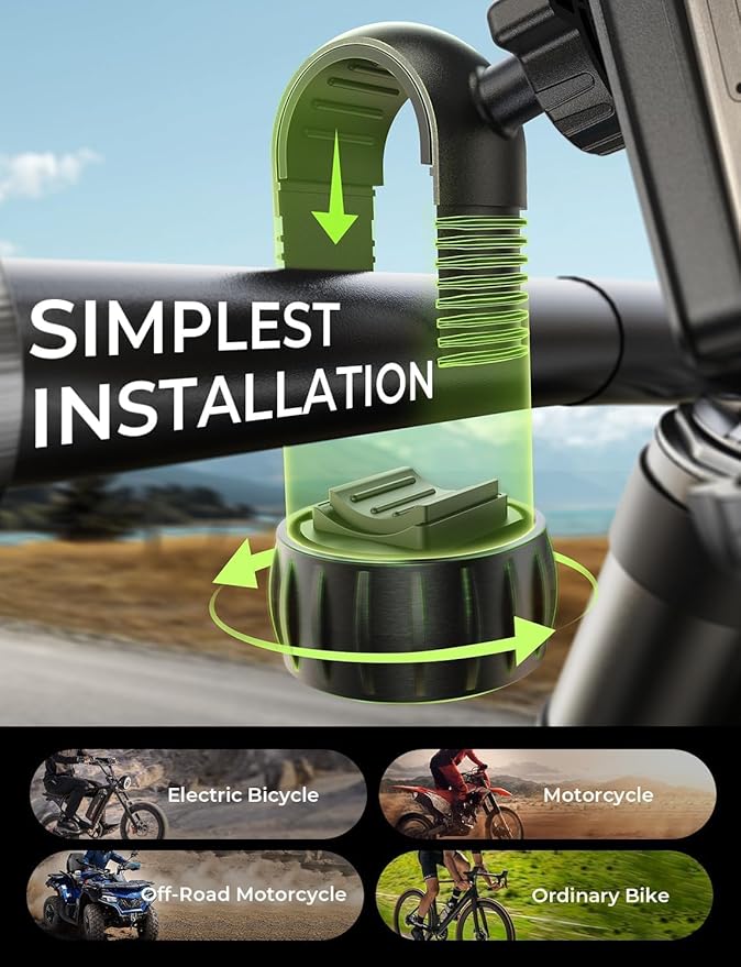 LISEN Bike Phone Holder, [Super Easy Install] Motorcycle Phone Mount Ebike Accessories Bicycle Handlebar Holder Mount Gift for Adults Kids Mountain Mini Bike Scooter Gear Accessories for iPhone Pixel