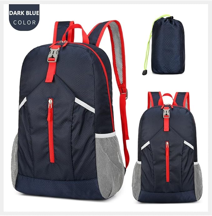 levayhill 25L Foldable Hiking Backpack Lightweight Packable Basic-Daypack Collapsible Bag Water-Resistant Travel Men Women Camping Cycling Outdoor (Dark Blue)