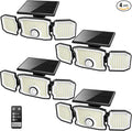 Solar Lights Outdoor Waterproof- 2800LM 200LED Solar Motion Sensor Lights, 3 Heads & 3 Modes Flood Lights, 270° Wide Angle Solar Powered Security Lights for Yard, Garage(4 Pack)