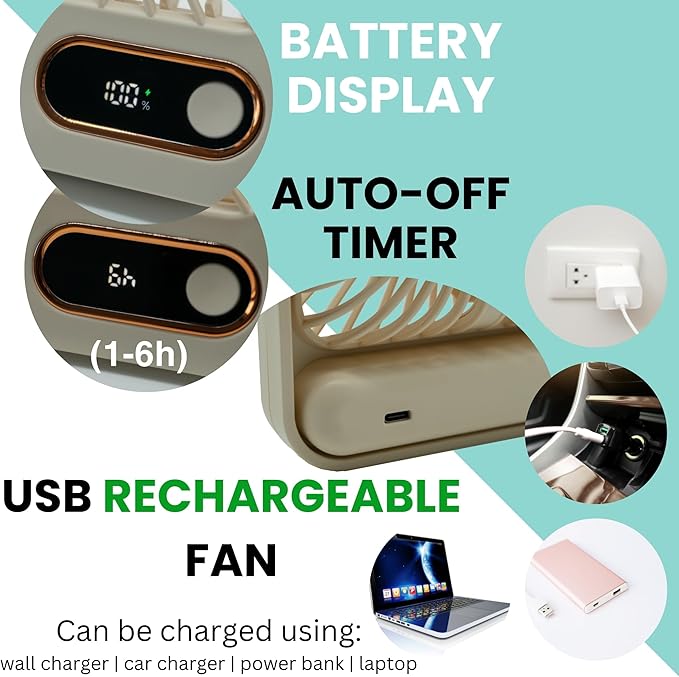Nordmoose Cruise Ship Approved Fan – Up To 16 Hours Battery Life, USB Rechargeable, Battery-Powered Travel Fan for Sleeping – Magnetic Hook Included for Easy Hanging on Cabin Walls & Ceilings