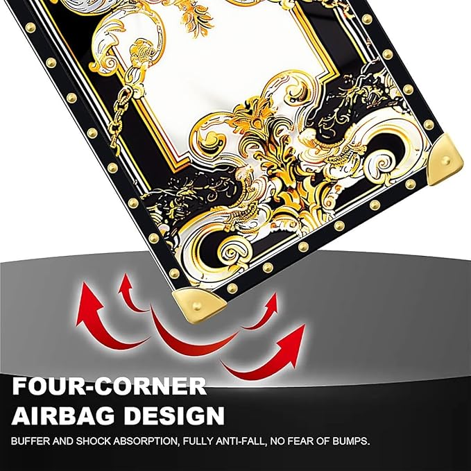 Compatible with iPhone 16 Pro Max Case, Gold Grain Flowers Luxury Golden Decoration for Girl Women Soft TPU Shockproof Protective Hard PC Back