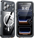 ANTSHARE for iPhone 17 Pro Max Case, Compatible with Magsafe, IP68 Waterproof Case, [Built-in Screen Protector] - 12 FT Military Dropproof - Full Body Heavy Duty Rugged Phone Cover - Black/Clear
