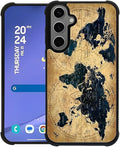 for Samsung Galaxy S24 S25 Plus Case, Brown World Map Pattern Graphic Design Girl Boy Soft Silicone Hard Acrylic Shock Protection for Samsung Galaxy S24 S25 Plus
