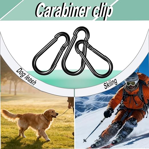 Black Carabiner, Heavy Duty Galvanized Steel Spring Snap Hook Carabiner Clips with 770LBS Holding Capacity, Ideal for Outdoor, Hammock, Swing and Travel (12PCS M10 4Inch)