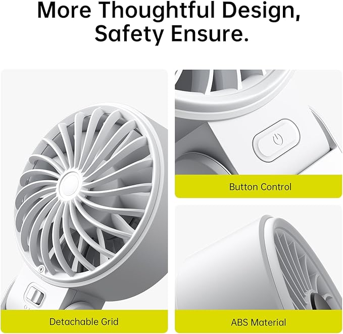 JISULIFE Handheld Fan Life7 – Ultimate Flexibility: Wide & Strong Airflow, 19.5H Max Cooling, 5000mAh Rechargeable, 5-Speed, LED Display, 3 IN 1 Portable Fan for Travel, Concerts, Sports Events(Grey)