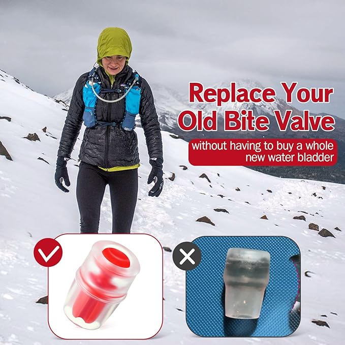 Bite Valve Replacement, Compatible with Osprey Packs Hydraulics Reservoirs, Hydration Pack Bite Valve Sheath Silicone Nozzle Mouthpiece Replacement with Inner Post for Water Bladder (4 Pack)